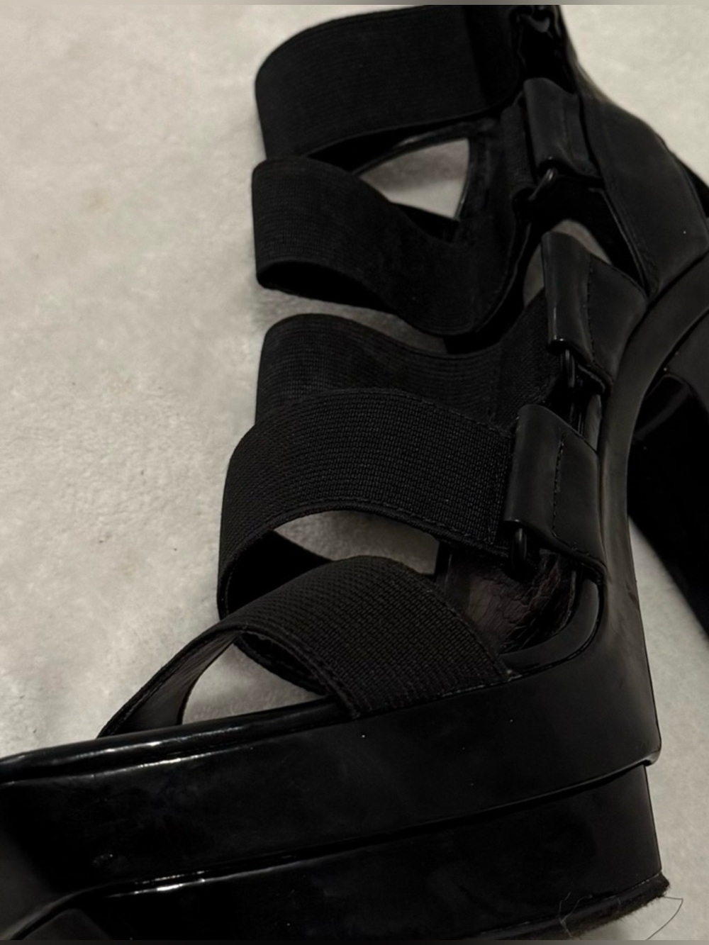 Jessica Simpson JS-Kale Black Elastic Strappy Platform Heels - Picture 6 of 14